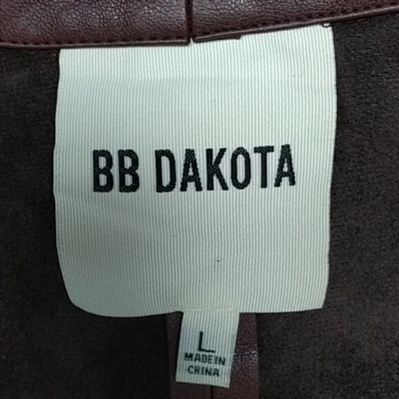 BB Dakota Vegan Jacket Brown Faux Leather Jacket, Size - Large - Picture 5 of 8